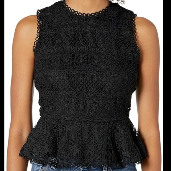 cupcakes & cashmere Tops - cupcakes & cashmere Black Sleeveless Peplum Blouse